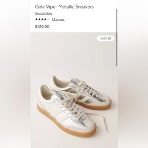 Gola Viper Women's Metallic Silver and White Sneakers 39/8